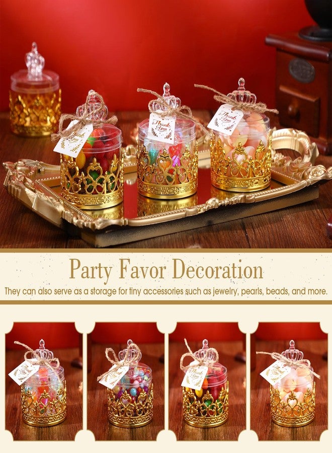 Jingmore 60 Sets Mini Crown Candy Boxes with Thank You Tags and Twine Plastic Candy Containers Storage Boxes Decorative for Wedding Baby Shower Party Princess Birthday Supplies (Gold) - Image 5